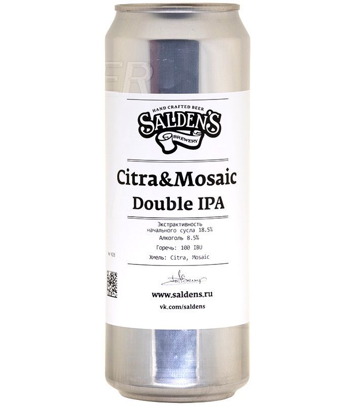 Салденс Цитра&Мозаик Дабл ИПА/Salden`s Citra&Mosaic Double IPA 0,45л.*20