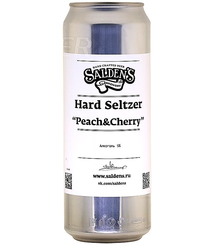 Салденс Хард Зельцер Персик-вишня/Saldens Hard Seltzer Peach-cherry 0,45л.*12