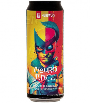 4Пивовара Нейро Сок: Яблоко, Груша, Крыжовник, Ваниль/4Brewers Neuro Juice: Apple+Pear+Goosberry+Vanilla 0,45л.*12