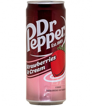 Доктор Пеппер Клубника со Сливками/Dr Pepper Strawberries Cream Б/А 0,33л.*24